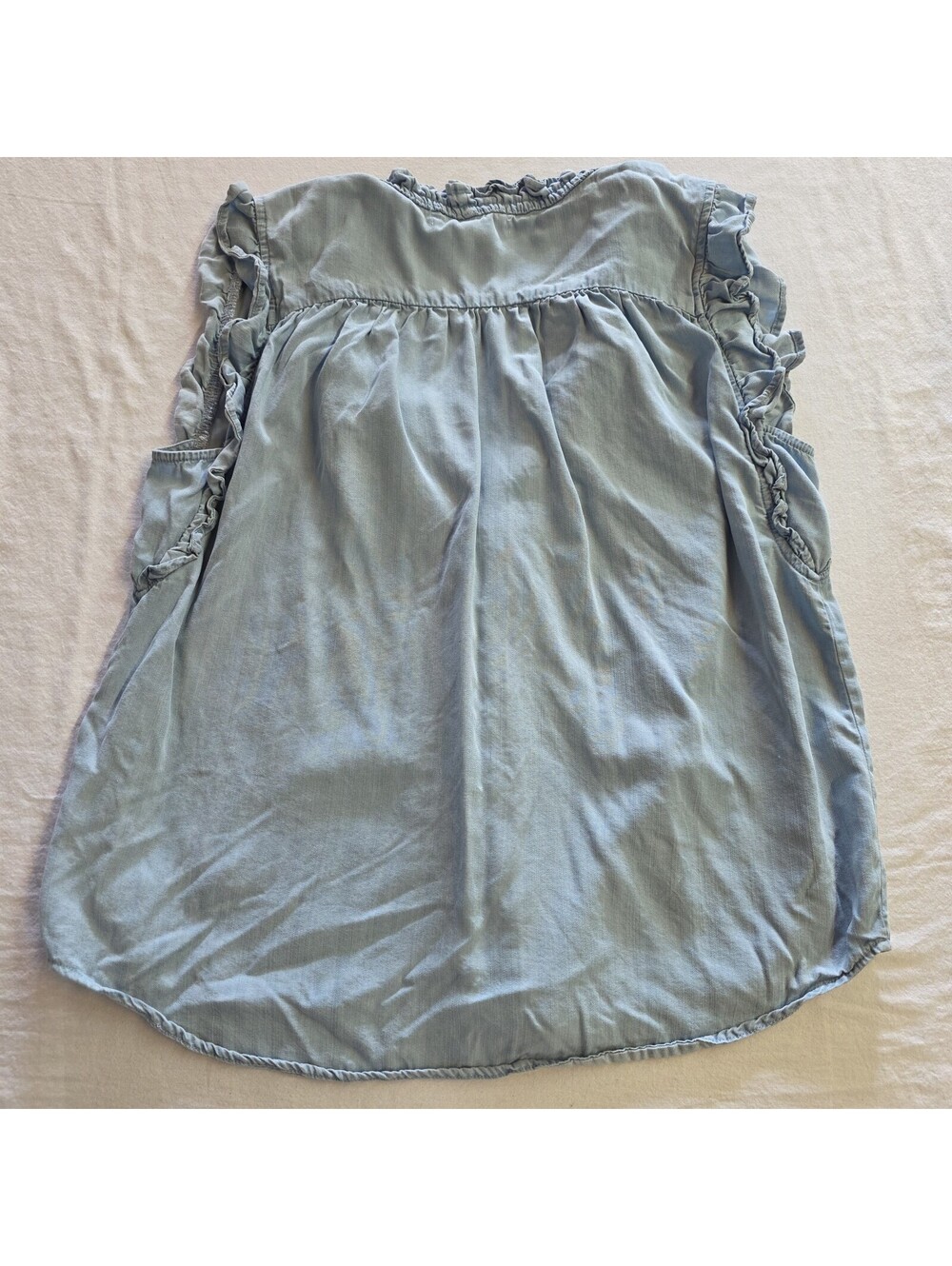 Dear John  Ruffle Flutter-Sleeve Top Women M Denim Button Femme Romantic Cottage - Picture 7 of 7